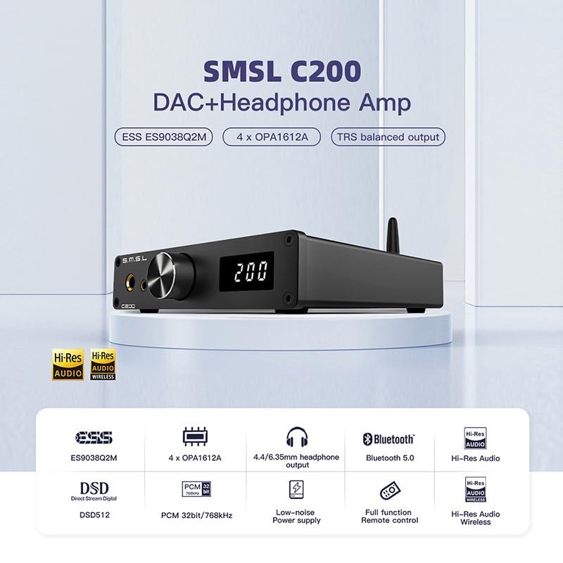 TONGYOR SMSL C200 DAC+Headphone Amplifier with ESS 9038Q2M Chip