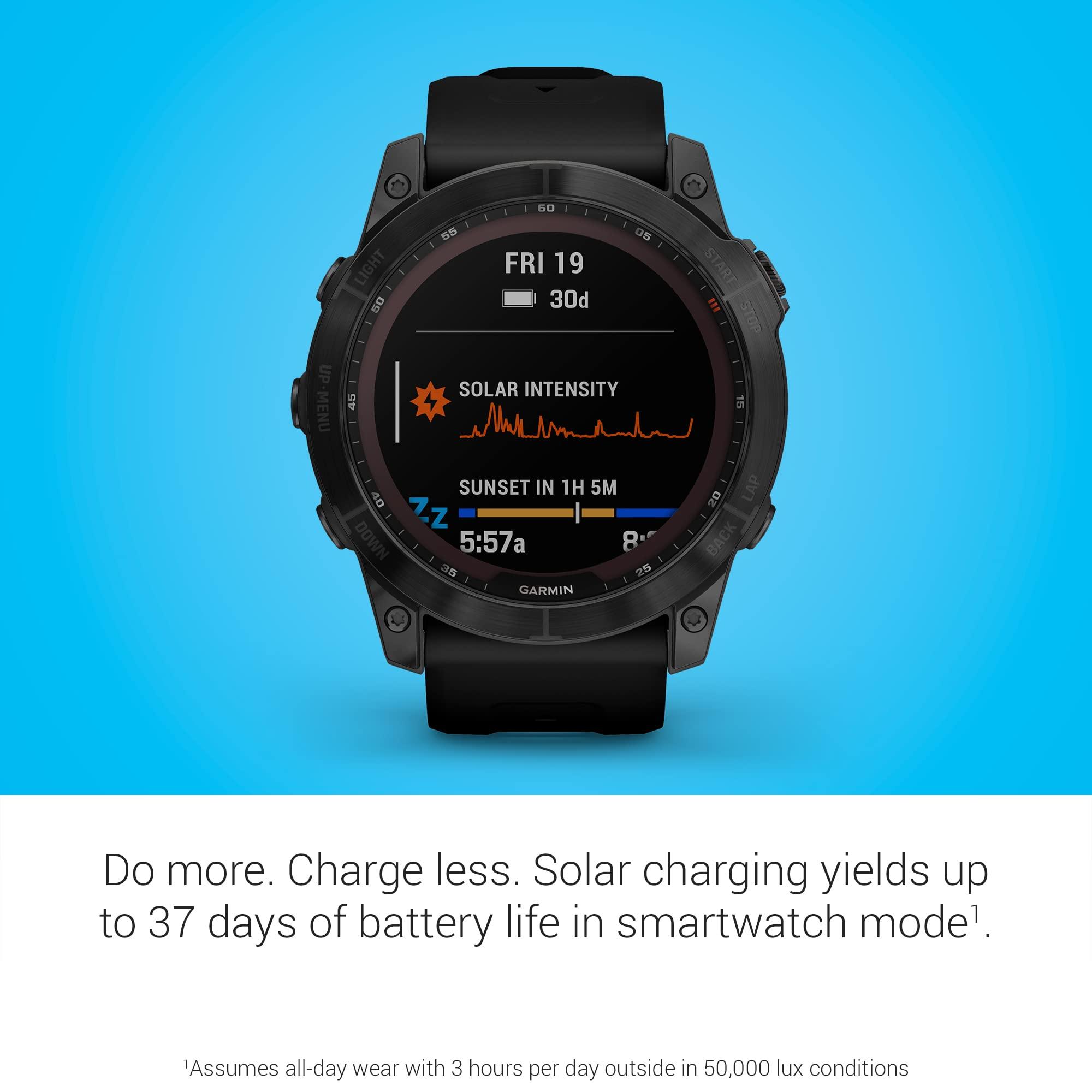 Garmin Garmin Fenix 7X Sapphire Solar Smartwatch Solar Charging Rugged Outdoor Watch with GPS Touchscreen (Renewed)