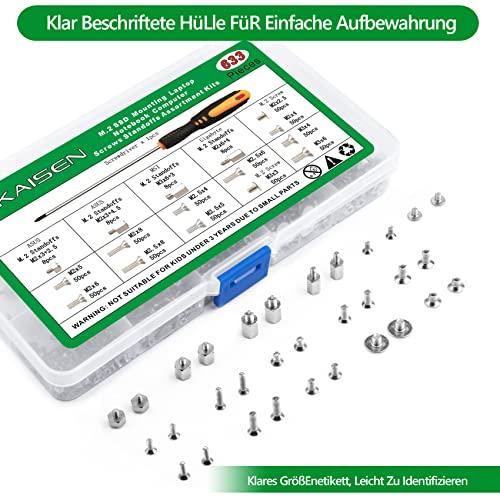 LuKaiSen 633pcs Laptop Screws, M.2 NVMe SSD Mounting Screw Kit, M2 M2.5 M3 Notebook Computer Screw Set with Screwdriver for Asus Gigabyte MSI Motherboards Compatible with IBM/HP/Dell Lenovo/Samsung/Sony