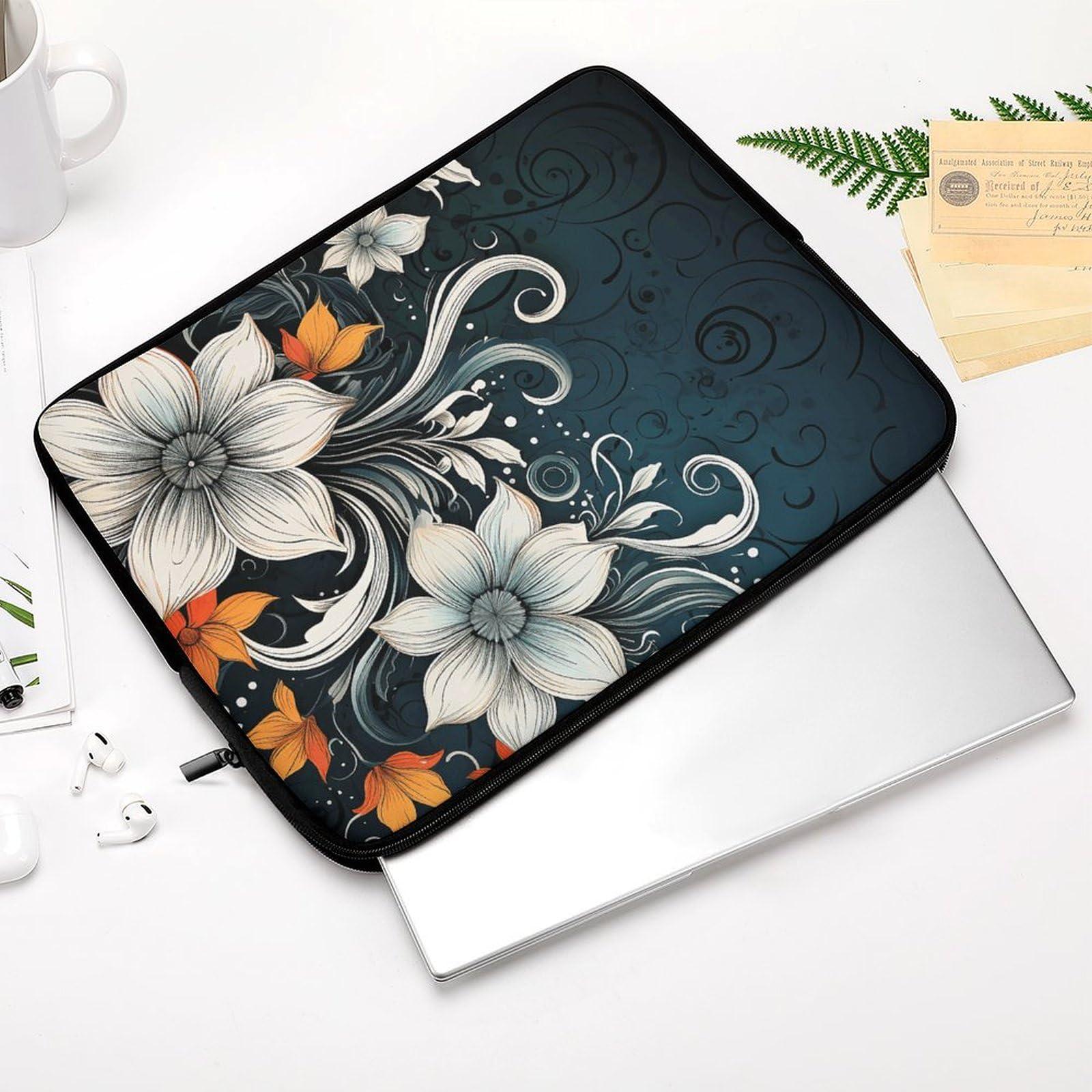 NQLYUT Laptop Sleeve Shockproof Laptop Case Novelty Boho Abstract Flowers Laptop Bag Carrying Case Protective Computer Case