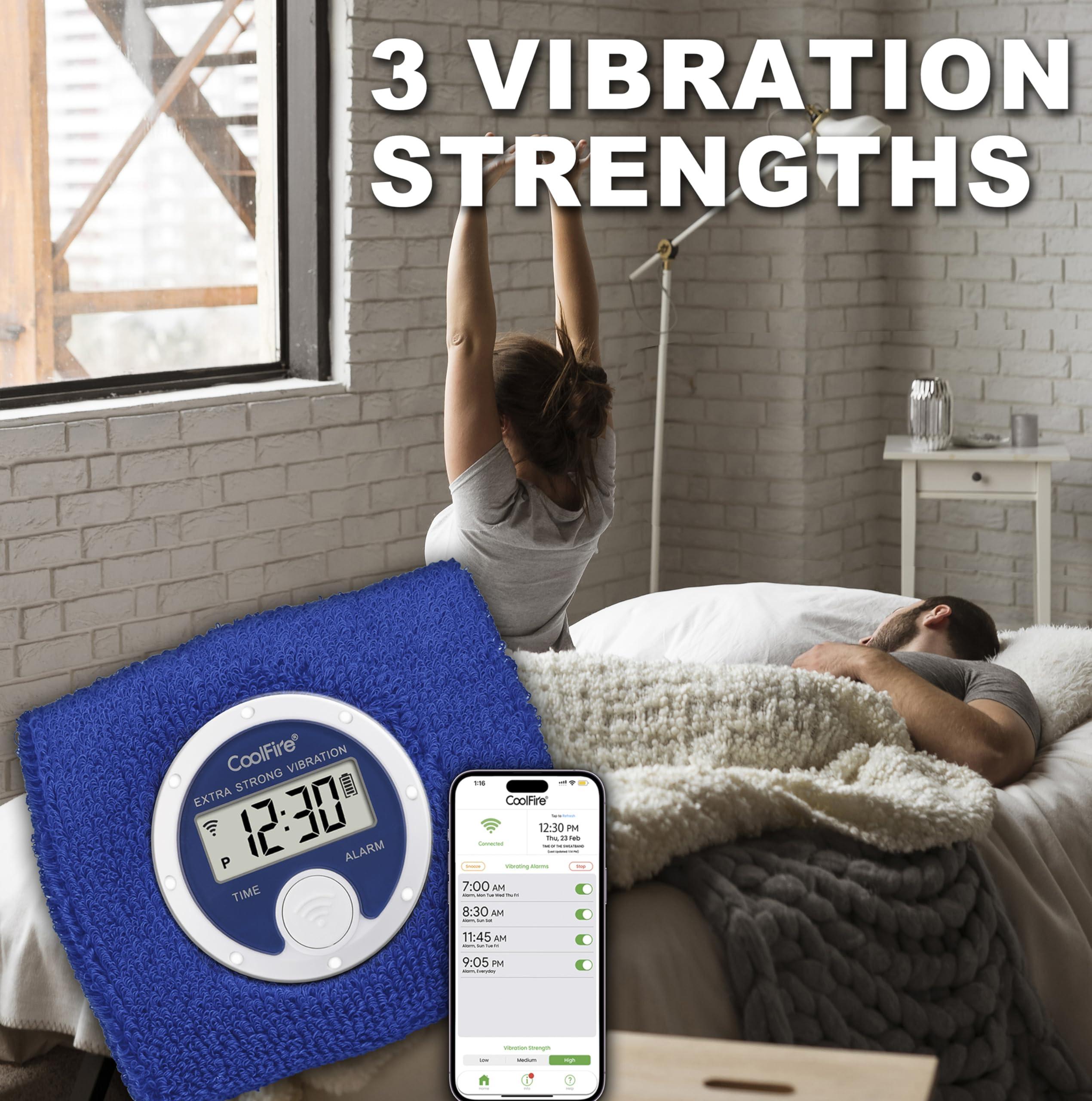 Coolfire Coolfire - Vibrating Alarm Clock Sweatband, Silent Wake Yourself Up Wristband Vibrating Alarm Watch for Couples, Students, Easy to Set on User-Friendly App, Hearing Impaired, USB Chargeable