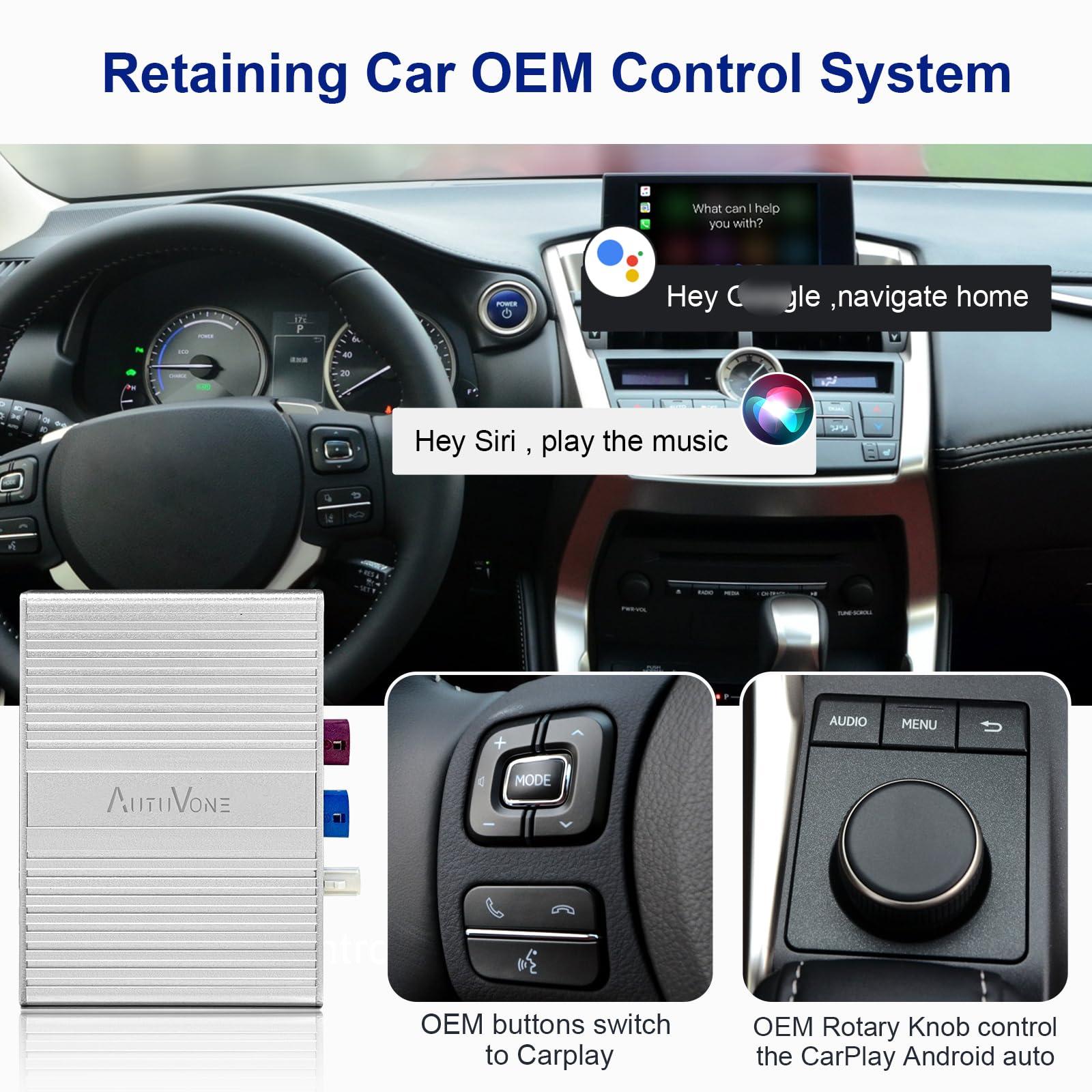Autuvone AUTUVONE LVDS Wireless Wired CarPlay for Lexus RX ES NX CT is RC OEM Rotary Knob Controller, Add On Car Play, Support Wireless Android Auto Retaining The Factory Operation System