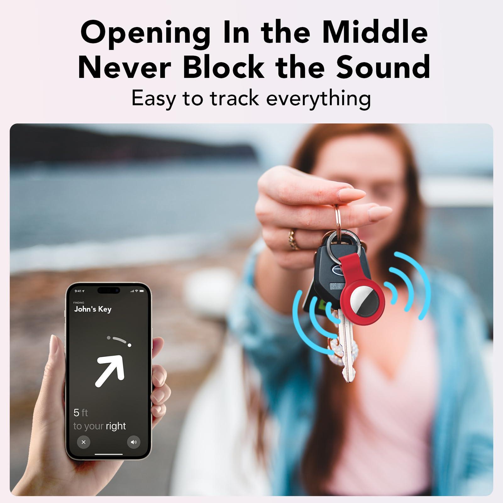 HATALKIN AirTag Holder AirTag Case Keychain Air Tag Holder, Silicone AirTags Key Ring Cases Tags Chain Apple GPS Item iTag Finders Accessories 4 Pack