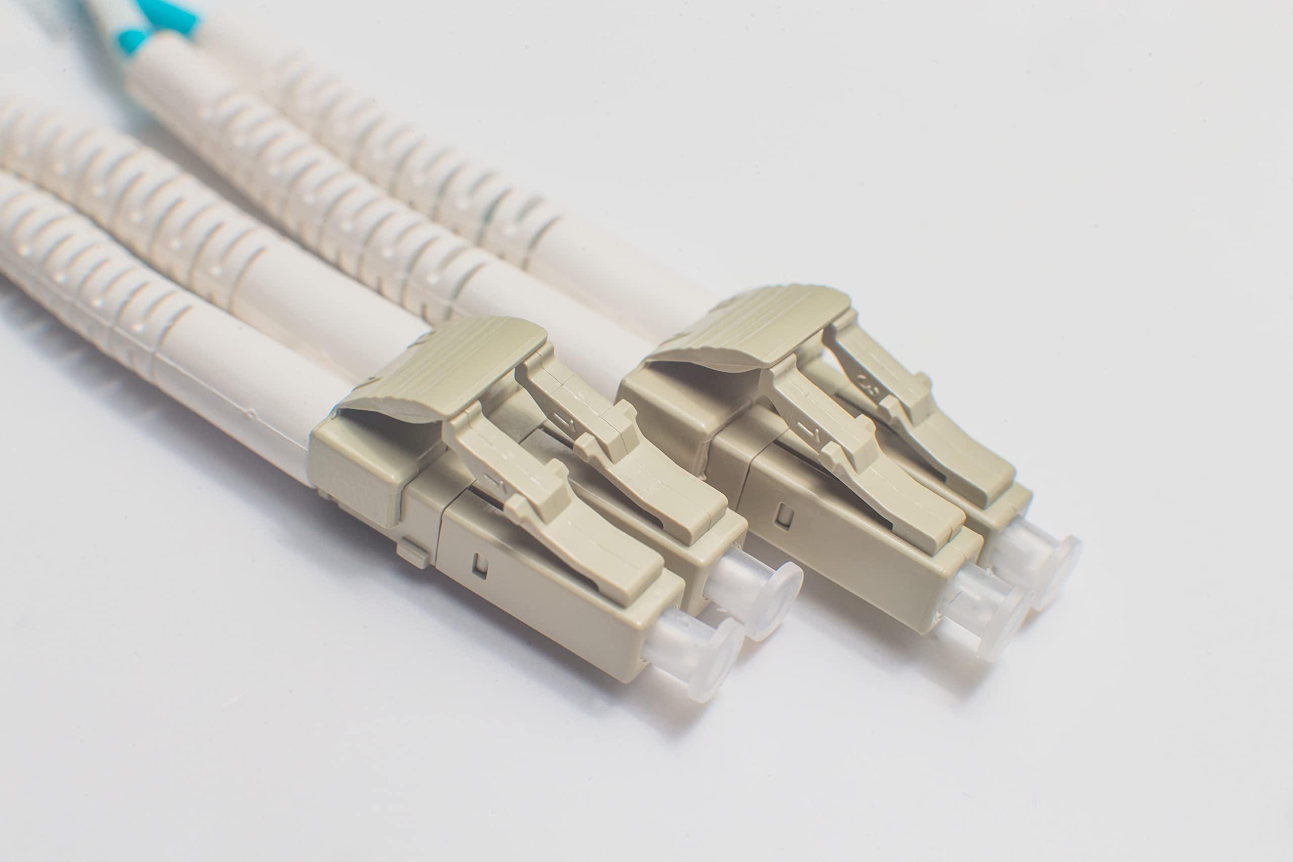 FiberCablesDirect FCD - 1M OM4 LC LC Fiber Patch Cable | AnyAngle 100G Plenum Duplex 50/125 LC to LC Multimode Jumper 1 Meter (3.28ft) | Length Options: 1M-30M | 40/100g sfp+ qsfp 100gbase ofnp mmf-lc-lc