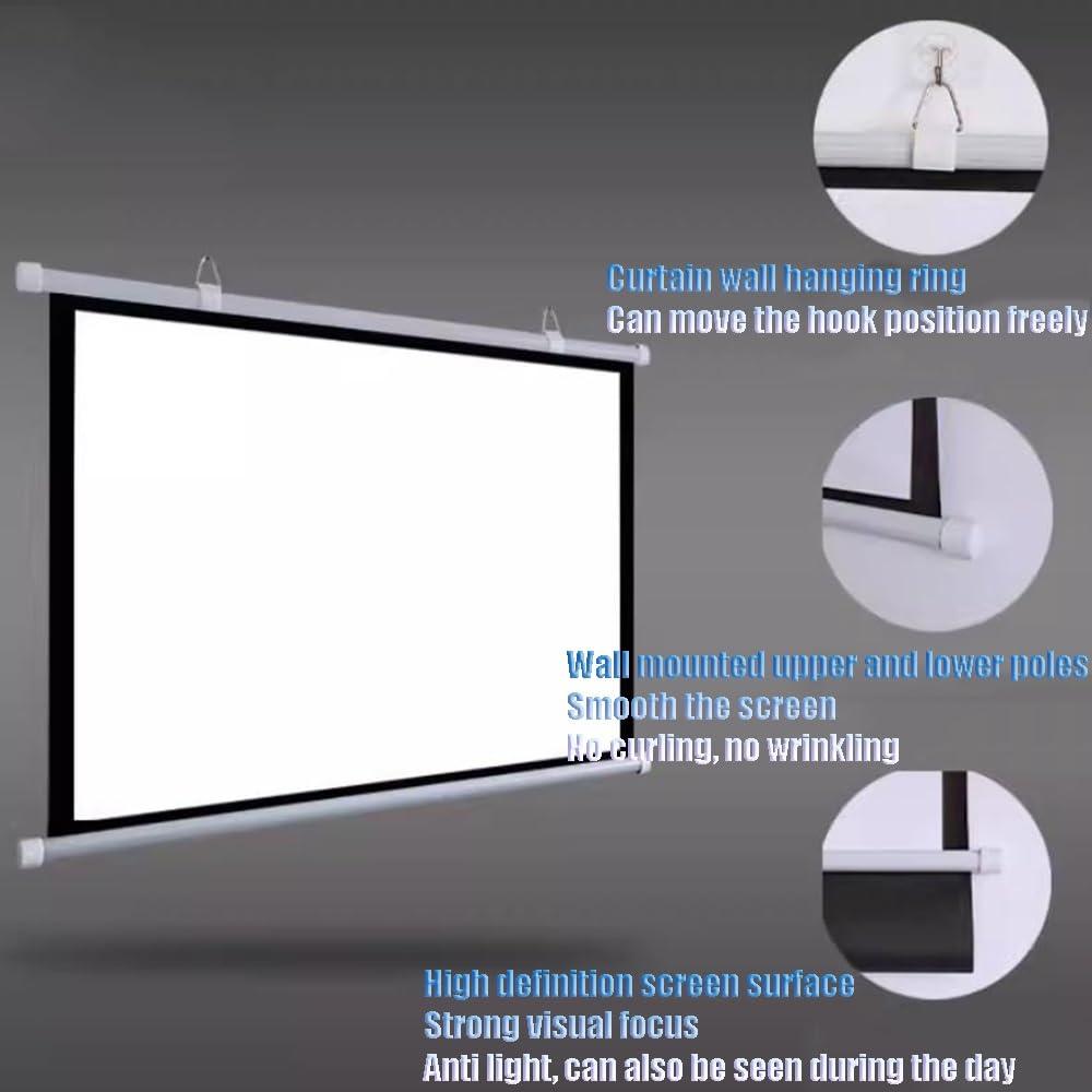 ZYXQQJ ZYXQQJ 30\" 40\" 50\" 60\" 70\" Projector Screen HD Home Theater Projector Movie Screen Manual Pull Down Projection Screen, Public Display Screen(4:3,40inch)