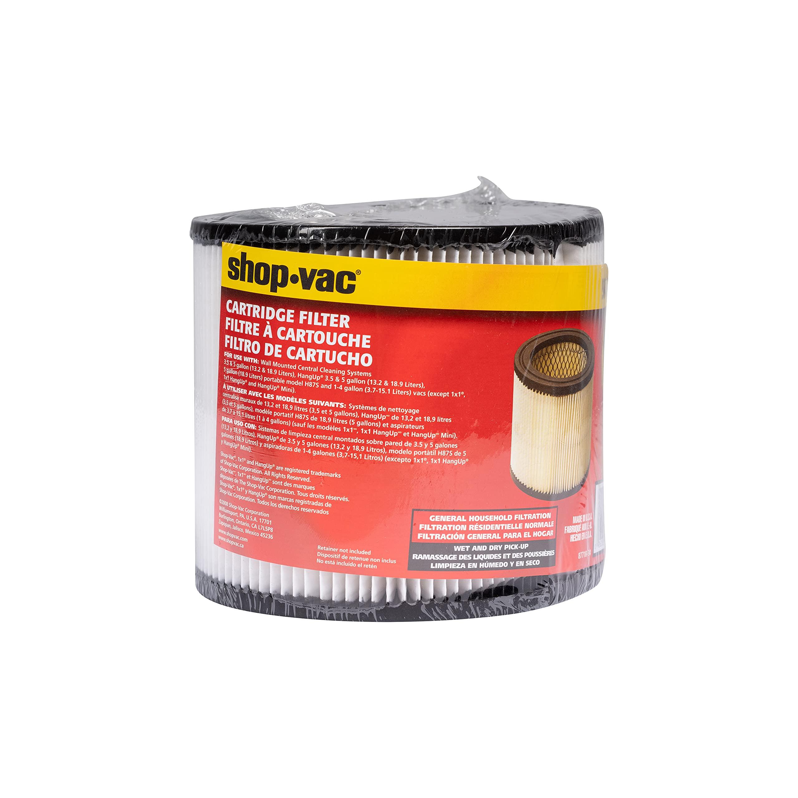 Shop-Vac Shop-Vac 9039833 Small Cartridge Filter, 5.75 Inch Diameter x 5 Inch High, Compatible with 1-4 Gallon Wet/Dry Vacuums, 5 Gallon Portable & Wall Mount Models