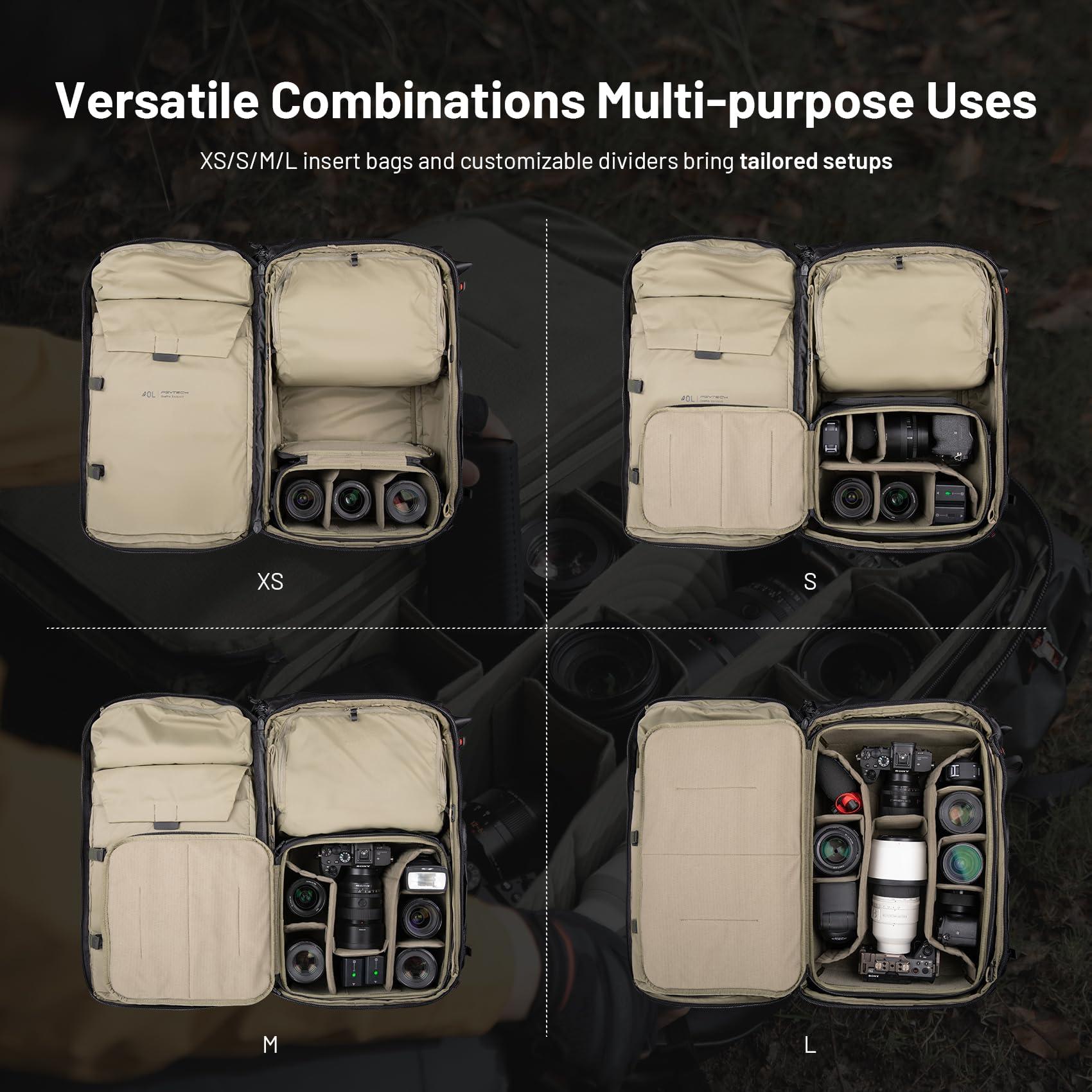 PGYTECH PGYTECH OnePro Flex Backpack 50L+Camera Insert Bag M, Fits DSLR/SLR/Mirrorless Cameras/Lenses and Other Gear, Lightweight Outdoor Hiking Bundle for Photography, Travel Bag with Laptop Compartment