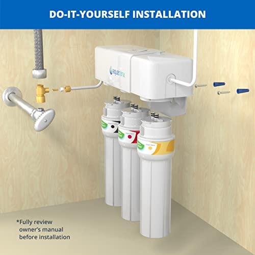 Aquasana Aquasana Under Sink Water Filter System - Reduces PFAS, Lead, & Chlorine in Drinking Water - Under Counter Claryum Filtration for Kitchen - 3-Stage Max Flow - Oil-Rubbed Bronze Faucet - AQ-5300+.62