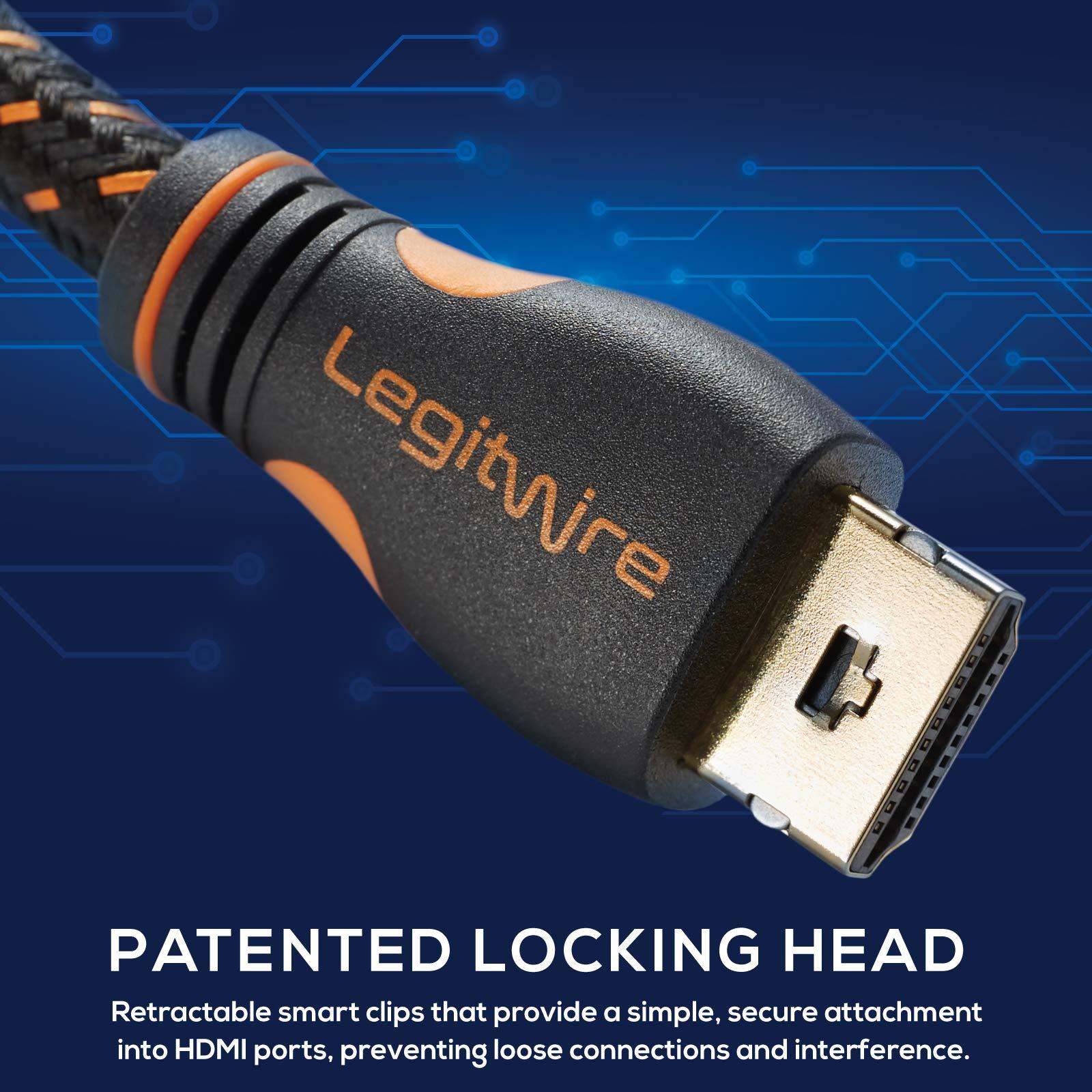 LegitWire LegitWire 10 ft 4K High Speed HDMI Cables, 10 Pack - 18Gbps HDMI 2.0 (4K @ 60hz HDR UHD 4:4:4 Chroma) - Ethernet - Locking Head - Deep Color Ultra HD with ARC, 3D, HDCP 2.2, 28AWG, Gold Plated