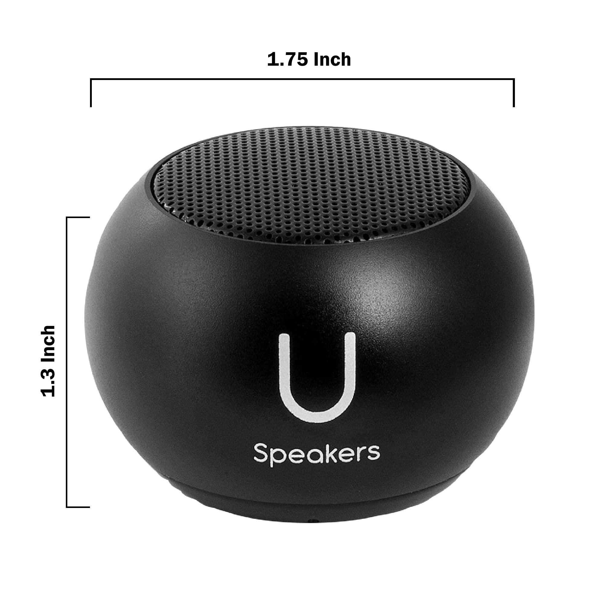 Fashionit Fashionit U Speakers Mini Bluetooth Computer Speaker 2-Pack Bundle with Matching Speaker, Built-in Mic & Selfie Remote Control, for Workspace, Desktop, Laptop, Mobile, Tablet, PC - Black