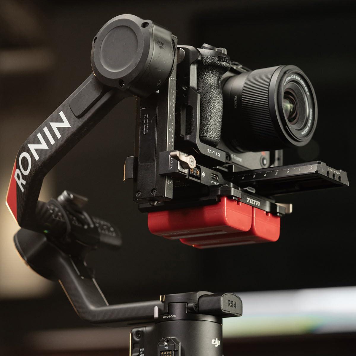 Tilta Tilta V-Mount Battery Plate Compatible with DJI RS 4 Power Pass-Through Plate Kit | Includes 14.8V P-Taps, a 2 Pin Lemo and USB-C Port | Works with RS2, RS3, RS3 Pro, RS4 and RS4 Pro