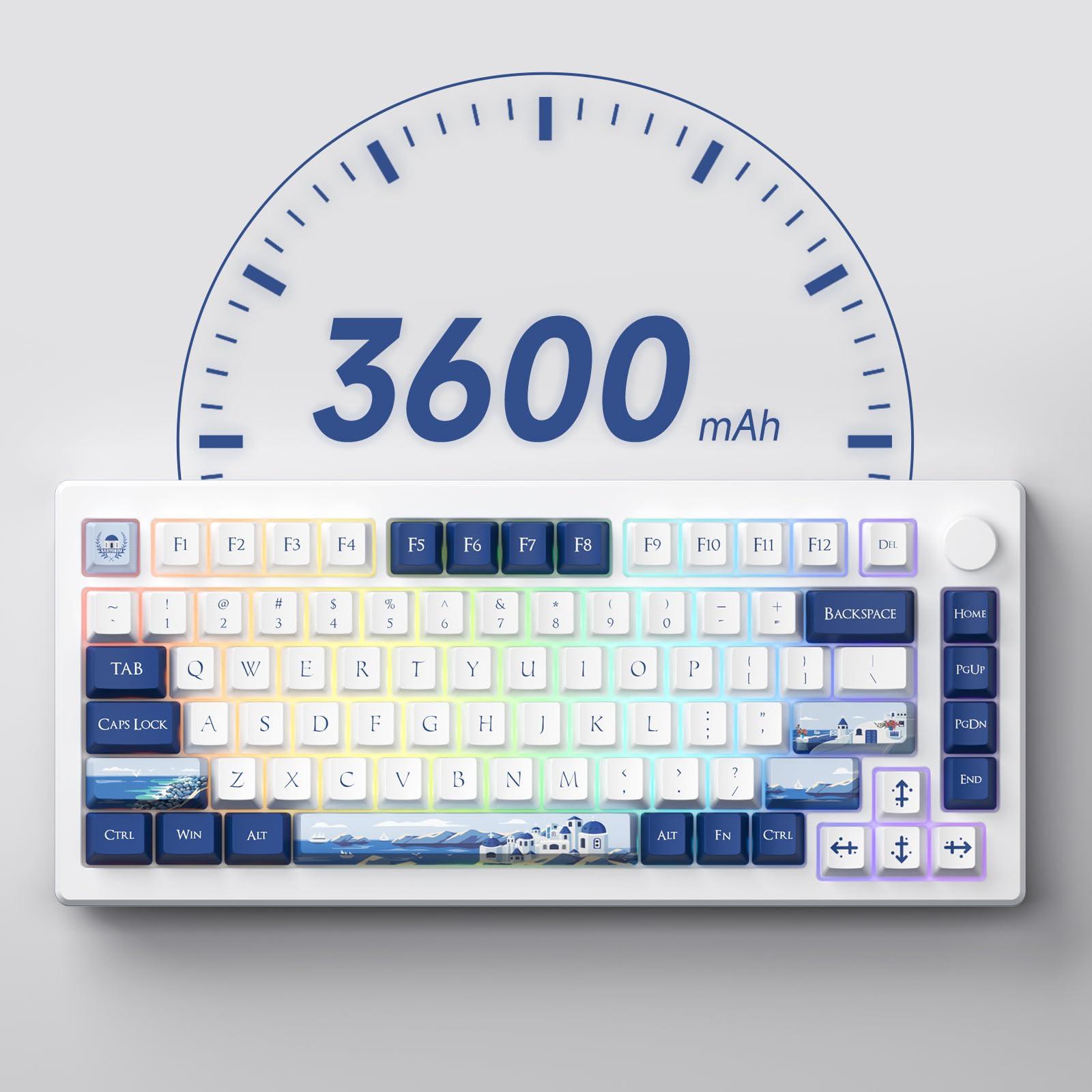 Akko Akko Gaming Keyboard Rapid Trigger with Magnetic Switches, 75% 8k Polling Rate Mechanical Hall Effect Keyboard with Knob MOD007B HE PC Santorini Wired/Wireless (Kailh Sakura Pink Magnetic Switch)