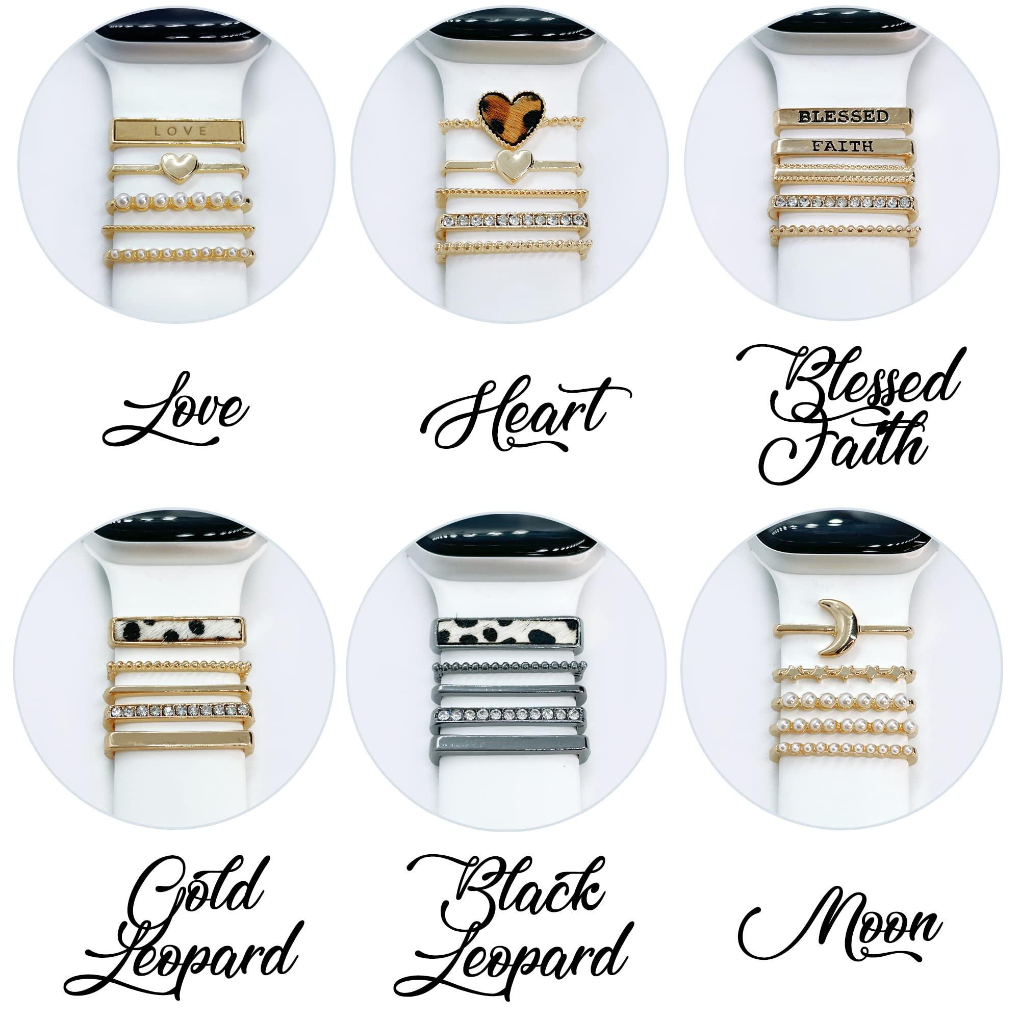 DirectNine Basics Personalized Charmed Bands Compatible with Apple Watch 38mm 40mm 41mm 42mm 44mm 45mm Cusom Monogram Laser Engraved Silicone Strap Charms (42/44/45mm M/L, Charms Love, Lavender Grey)