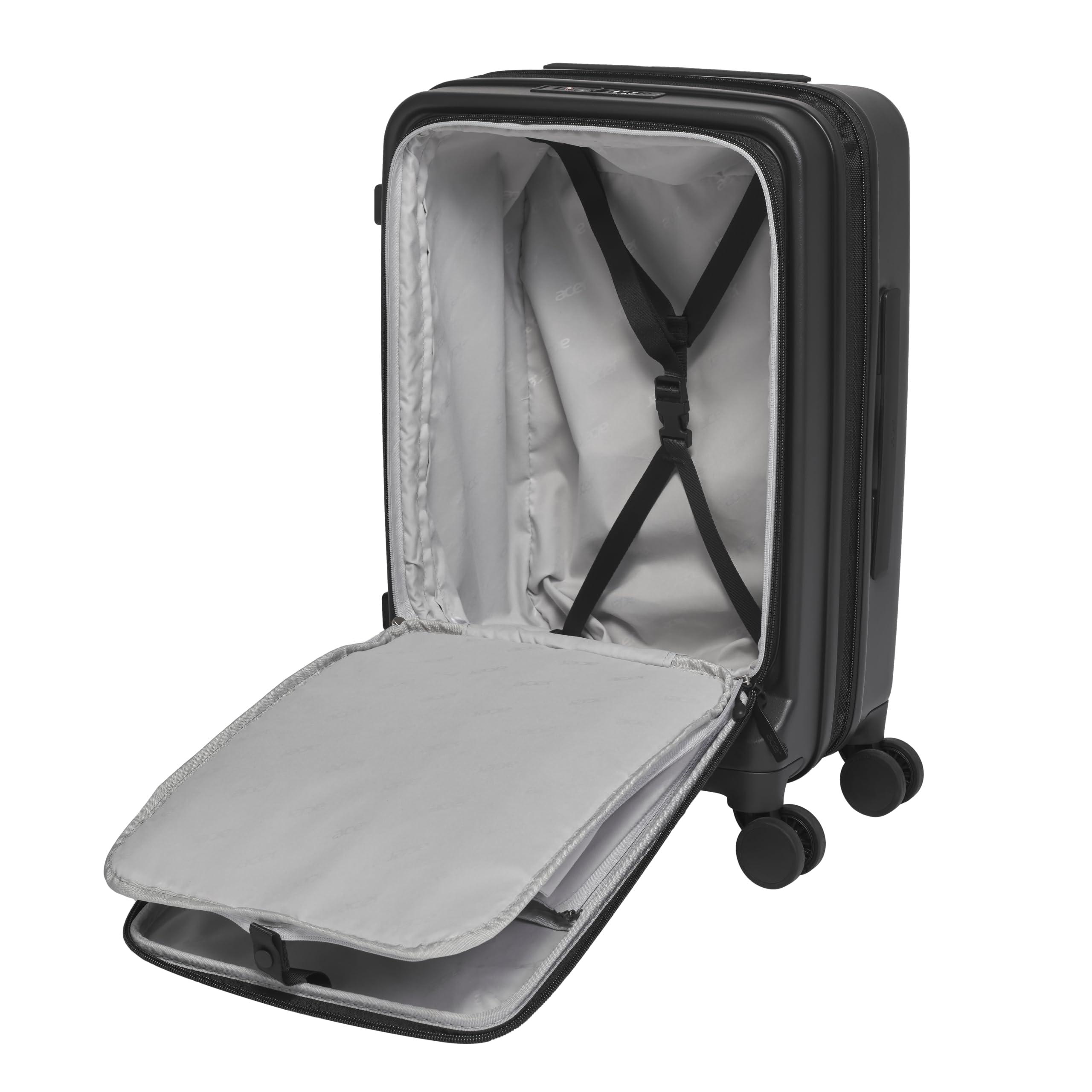 acer Acer Hardside Expandable Luggage Laptop Bag with Spinner Wheels, Black