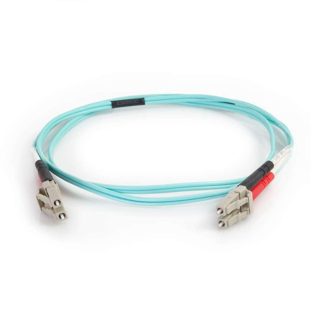 C2G C2G 01137 OM4 Fiber Optic Cable - LC-LC 50/125 Duplex Multimode PVC Fiber Cable, Aqua (49.2 Feet, 15 Meters)