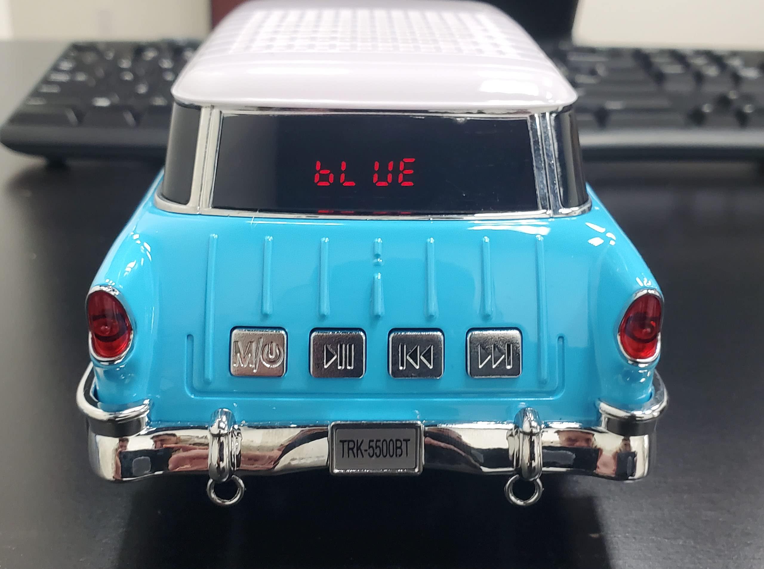 Audiobox Audiobox 1955 Bel Air Retro Ride Bluetooth Car Speaker & FM Radio | with USB, SD, AUX Input for Office, Home, Garage (Blue)