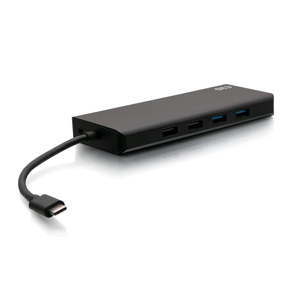 C2G USB-C 9-in-1 Dual Display Docking Station with 60W Power Supply, HDMI, Ethernet, USB, 3.5mm Audio and Power Delivery up to 60W - 4K 30Hz (TAA Compliant) - TAA Compliant
