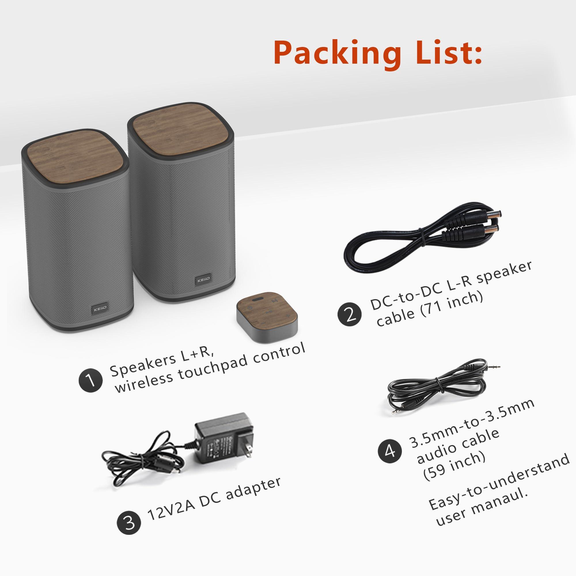 KEiiD KEiiD Bluetooth Computer Speakers with Wireless Touch Control Pod for PC Laptop/Desktop Wireless Stereo Gaming Speakers, 4 EQ Modes, Aesthetic Style, 2024 New Model