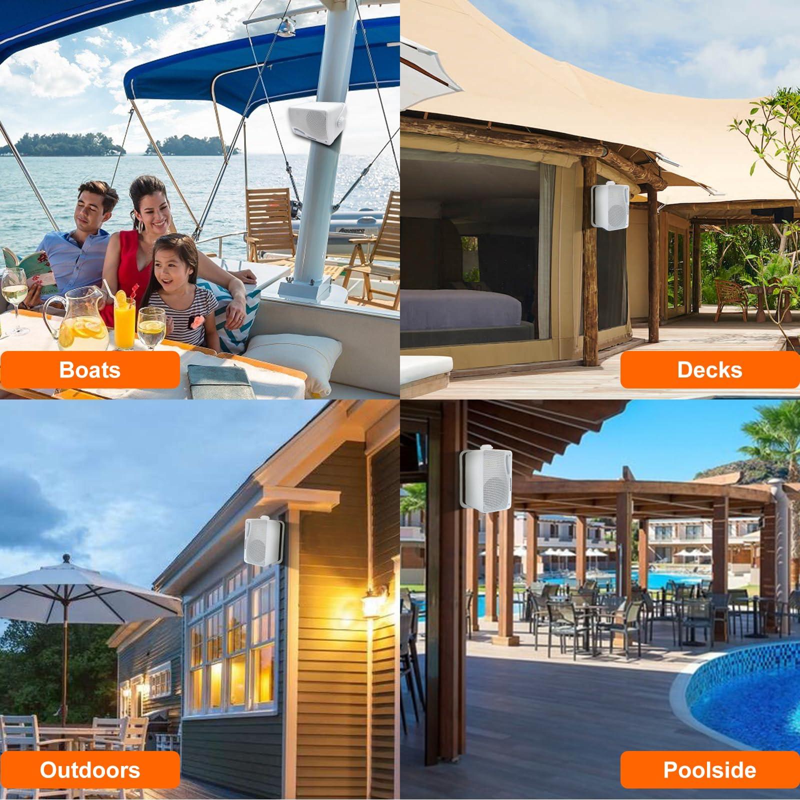 STUDIOFINIX STUDIOFINIX 3.5 Inch Outdoor Bluetooth Speakers Waterproof Wired,3 Way 200W Upgrade Premium Wall Mount Speakers,Ideal use in Patio,Deck, Indoor OutdoorWhite