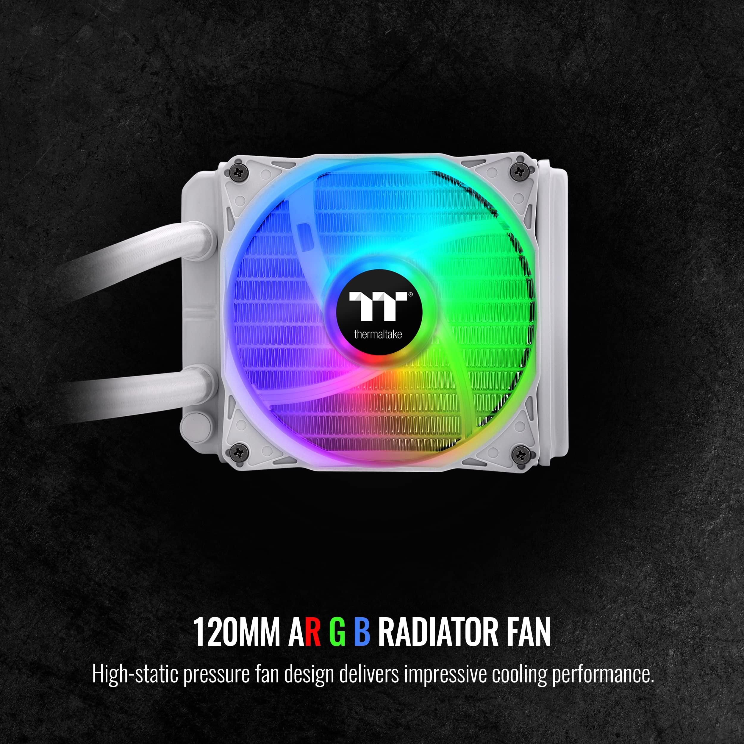 Thermaltake Thermaltake TH120 ARGB Motherboard Sync Snow Edition Intel LGA1700 Ready/AMD AM5 All-in-One Liquid Cooling System 120mm High Efficiency Radiator CPU Cooler CL-W346-PL12SW-A, White