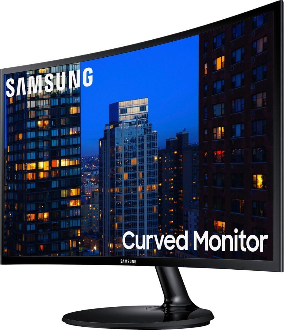SAMSUNG SAMSUNG 24" 390C Series LED FHD Curved Monitor, 60Hz Refresh Rate, 4ms Response Time, AMD FreeSync Monitor (HDMI, VGA), Black, with MTC HDMI Cable