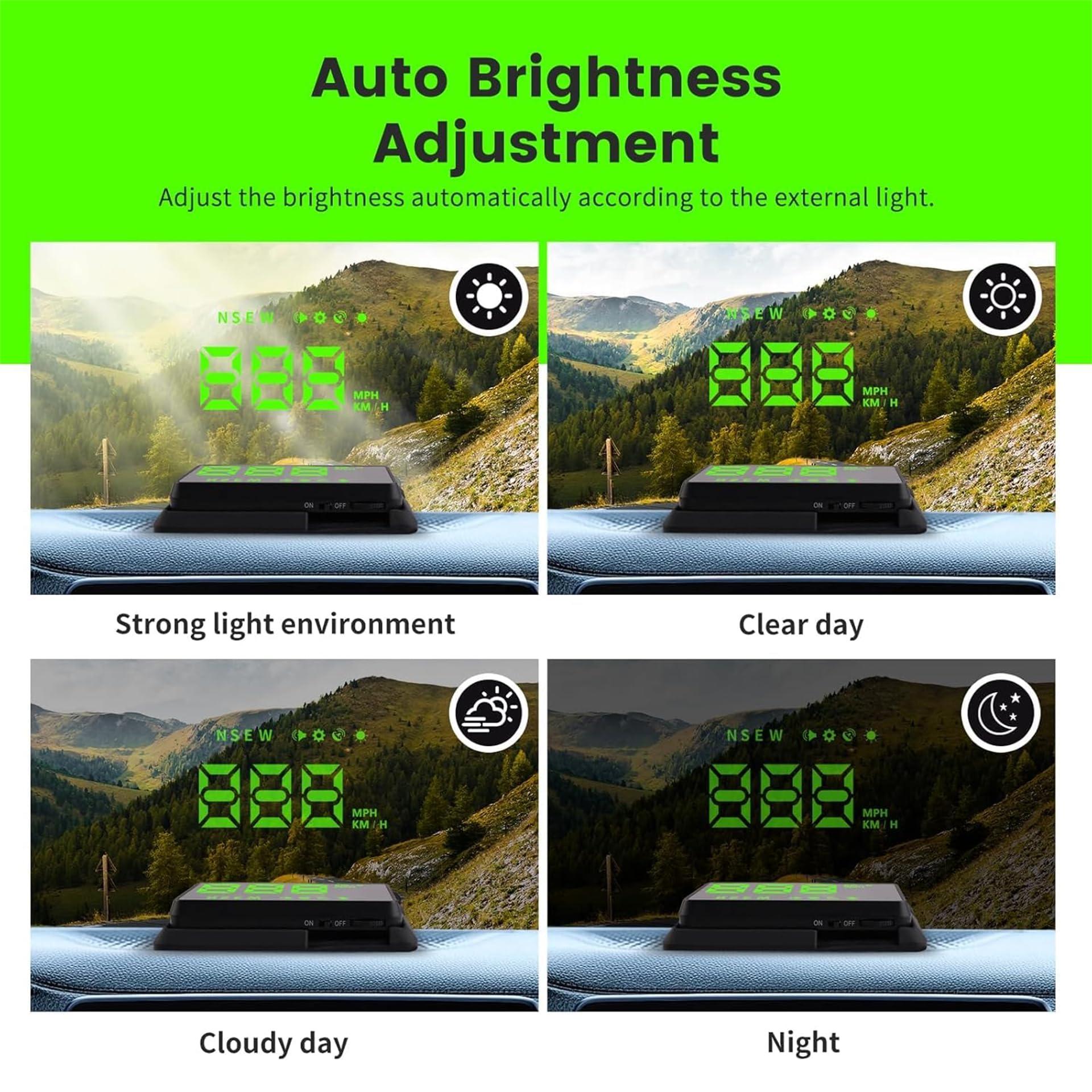 KUOWEIHUD KUOWEIHUD Heads up Display for Cars,Car HUD,Head up Display for Car,Car Speedometer Display,Automatic Brightness Adjustment,Speeding Alert,USB Cable Plug & Play