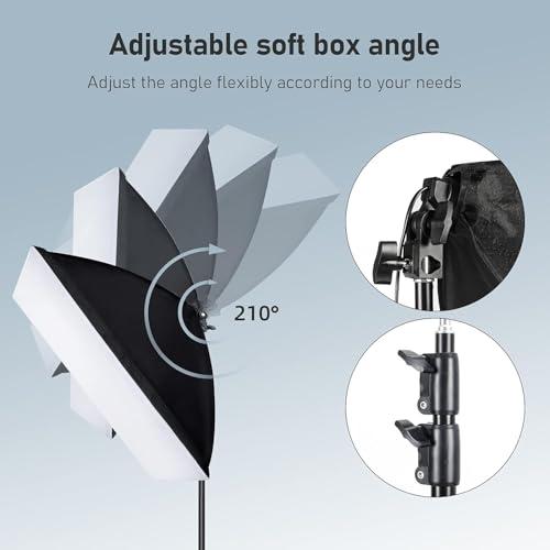 AQIRUI Aqirui Softbox Lighting Kit Photography Studio Light with 2 x 85W 5500K E27 Bulbs 2 x 20"x 28" Reflector Photo Equipment for YouTube Filming Product Portraits and Video