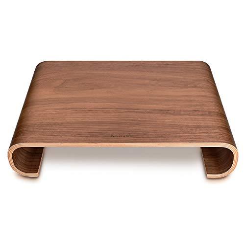 Navaris Navaris Wood Monitor Stand Riser - Computer Desk Organizer Desktop Dock Wooden Mount Display for PC TV Screen Notebook Laptop - Walnut
