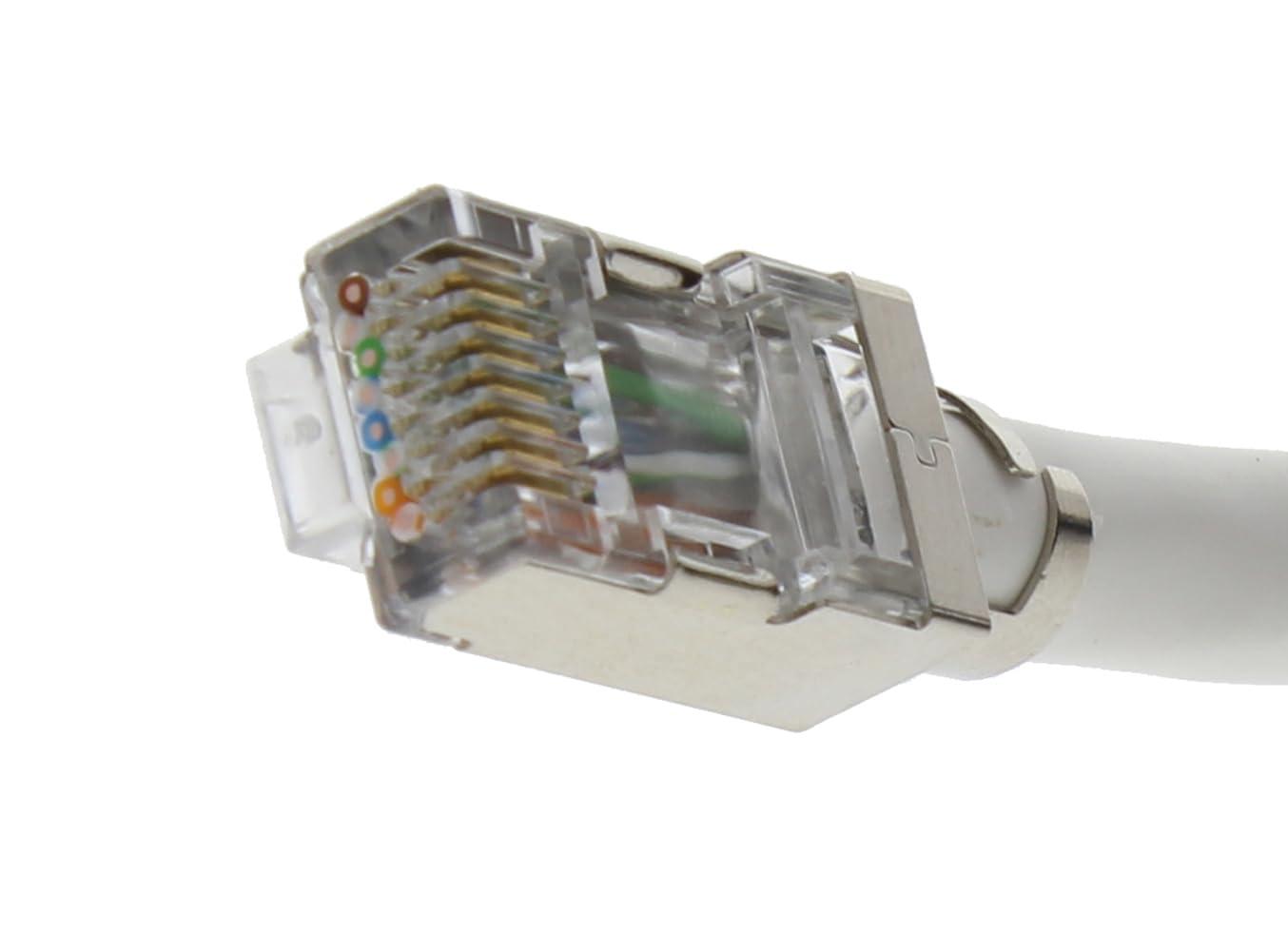 Ideal Industries IDEAL INDUSTRIES INC. 85-369 Shielded Feed-Thru Modular Plug Connector, Cable Connector for CAT6A/6/5e Shielded Cables, (50 Connectors, Jar)