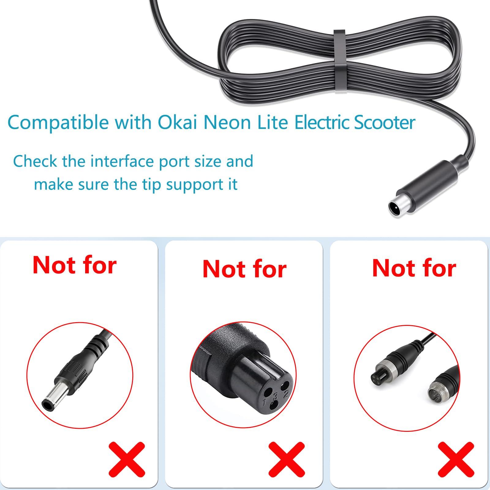 VHBW 42V for Okai Neon Electric Scooter Charger for Okai Neon Lite EA10 ES10 ES20 ES50B Scooter, AovoPro M365 Pro ES60 EW6 ES80,YADEA KS5 Pro KS1, Macwheel MX1 MX2 for Bird Air M365 Power Supply