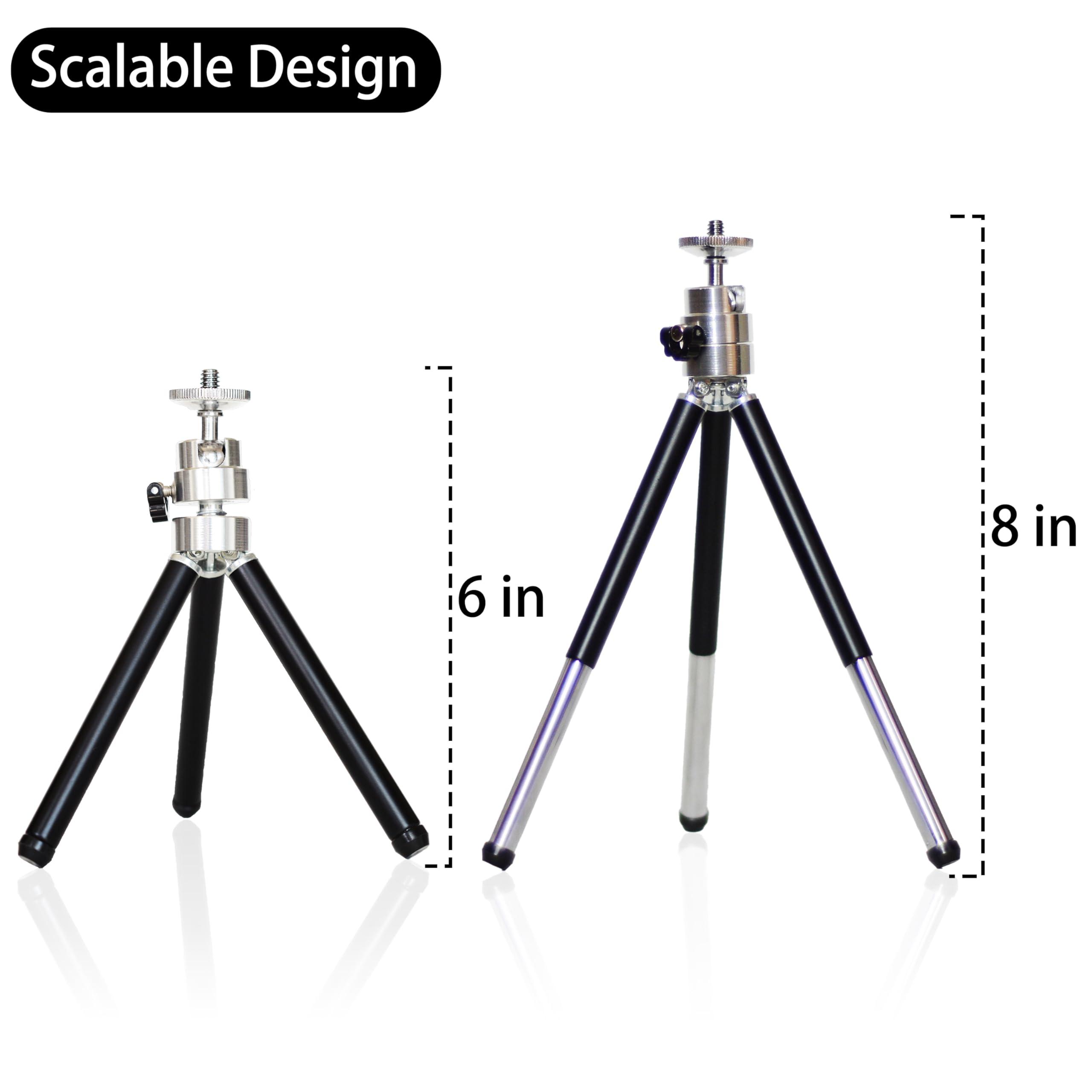 QOMO Mini Desktop Tripod with Extendable Legs for Webcams360 Ball Head Portable Selfie Stick Handle Grip Desktop Webcam Vlog Travel Tripod