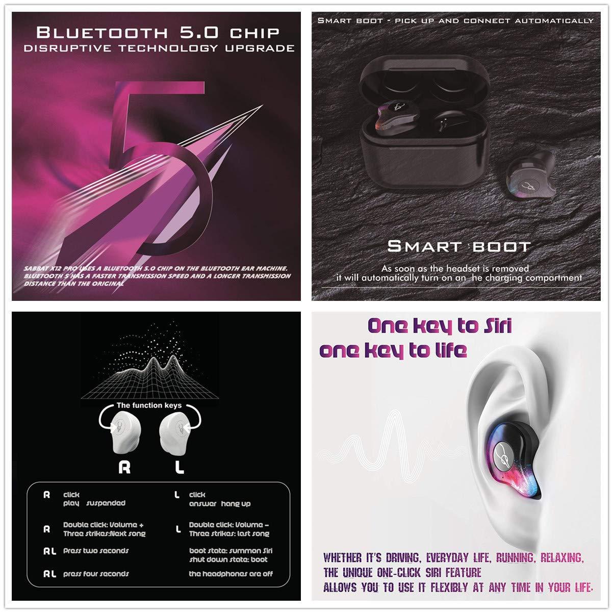 Tuanzi Sabbat X12 PRO 3D Clear Sound True Wireless Earbuds Blutooth 5.0 TWS Stereo Earphones A week's Endurance with Built-in Mic and Charging Case for iPhone Samsung iPad Android (12 Blooming)