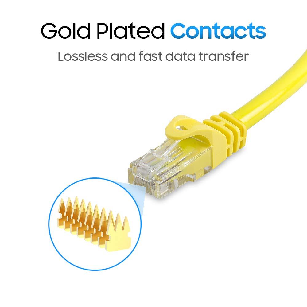 Cmple Cmple - Cat 6 Ethernet Cable 10 ft, Cat6 Patch Cables 10Gbps LAN Cable, 550MHz Network Cable, RJ45 Connectors, Compatible with Gaming Computer, Laptop, Modem, Router, HDTV, Gaming Console - Yellow