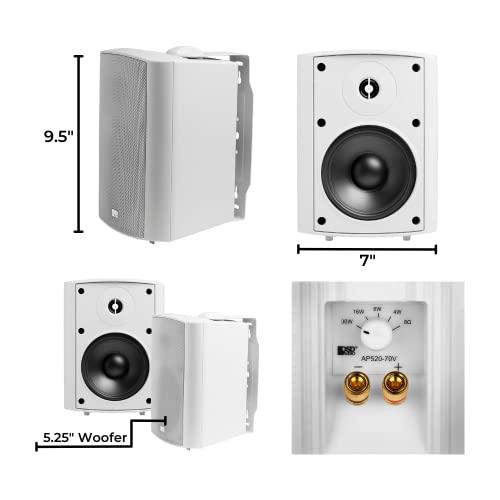 OSD Audio OSD 5.25" Outdoor 70V Patio Speaker Pair, 30W 16W 8W 4W Taps, Weather Proof IP54 Rated, White - AP520