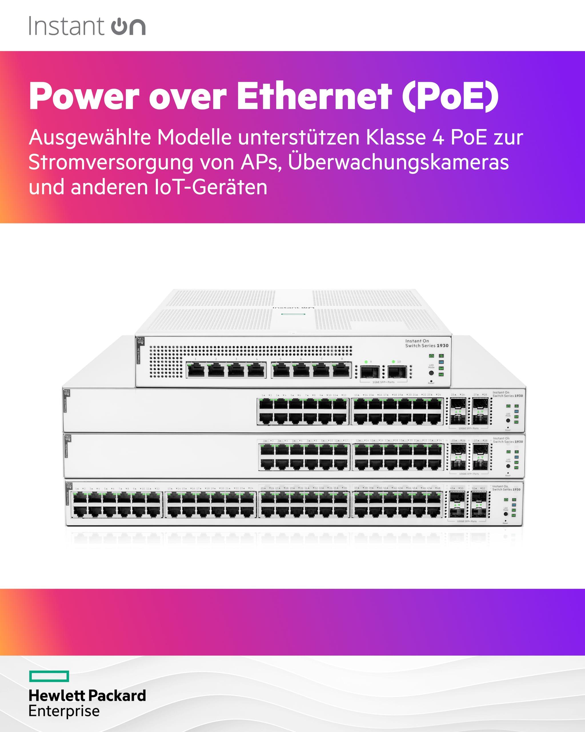 ARUBA Aruba Instant On 1930 28P Gb Ethernet 24xGE PoE (370W), 4X 1G/10G SFP+, L2+ Smart Switch EU Europe Cord (JL684A#ABB)