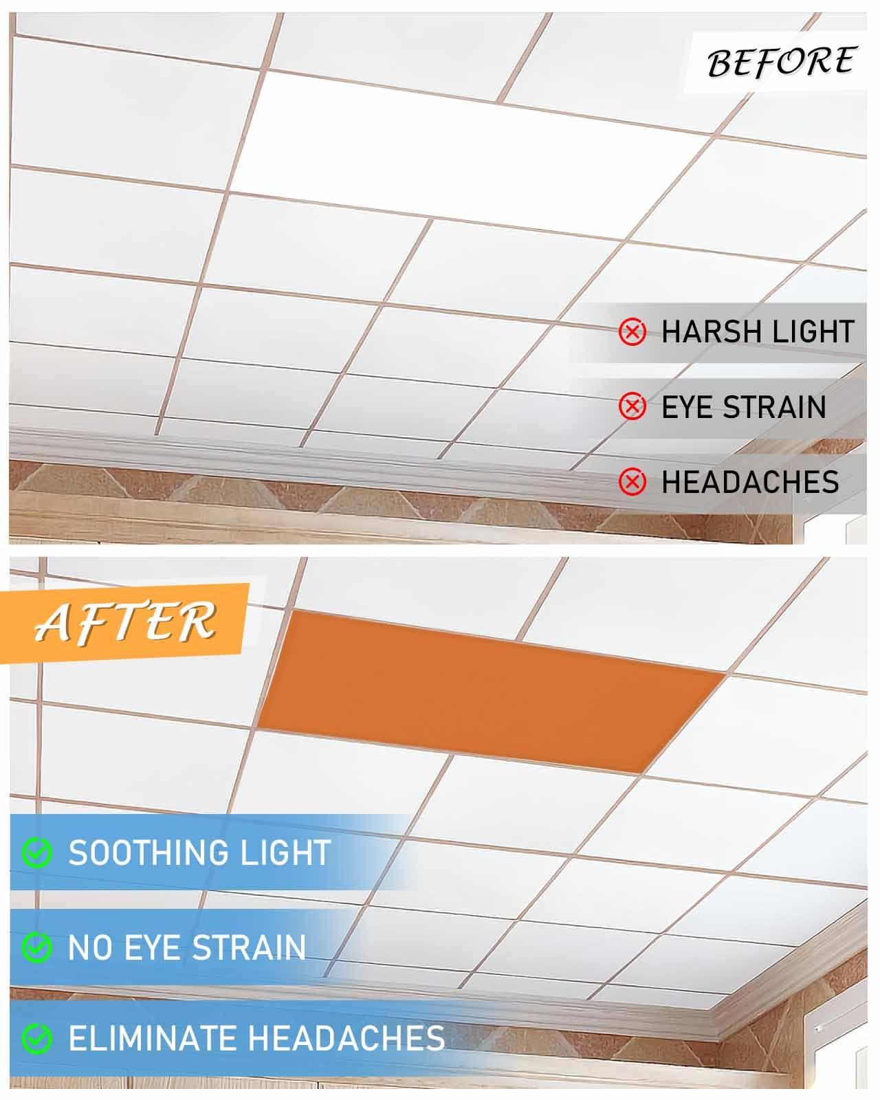 Wowouhiya Wowouhiya Fluorescent Light Cover for Ceiling, Orange Magnetic Classroom Filters 4x2 Feet, Pure Orange Decorative Covers for Office