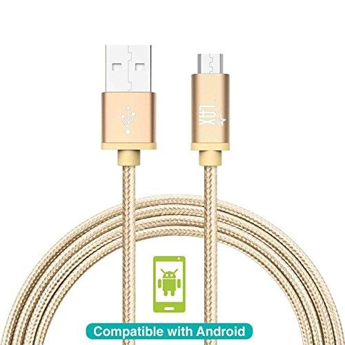 LAX Gadgets LAX Gadgets Durable Nylon Braided Tangle Free 2.0 Micro USB Android Charging and Data Sync Cable for Samsung, HTC, Motorola, Nokia, Kindle, MP3, Tablet and More[10 Feet-Gold]