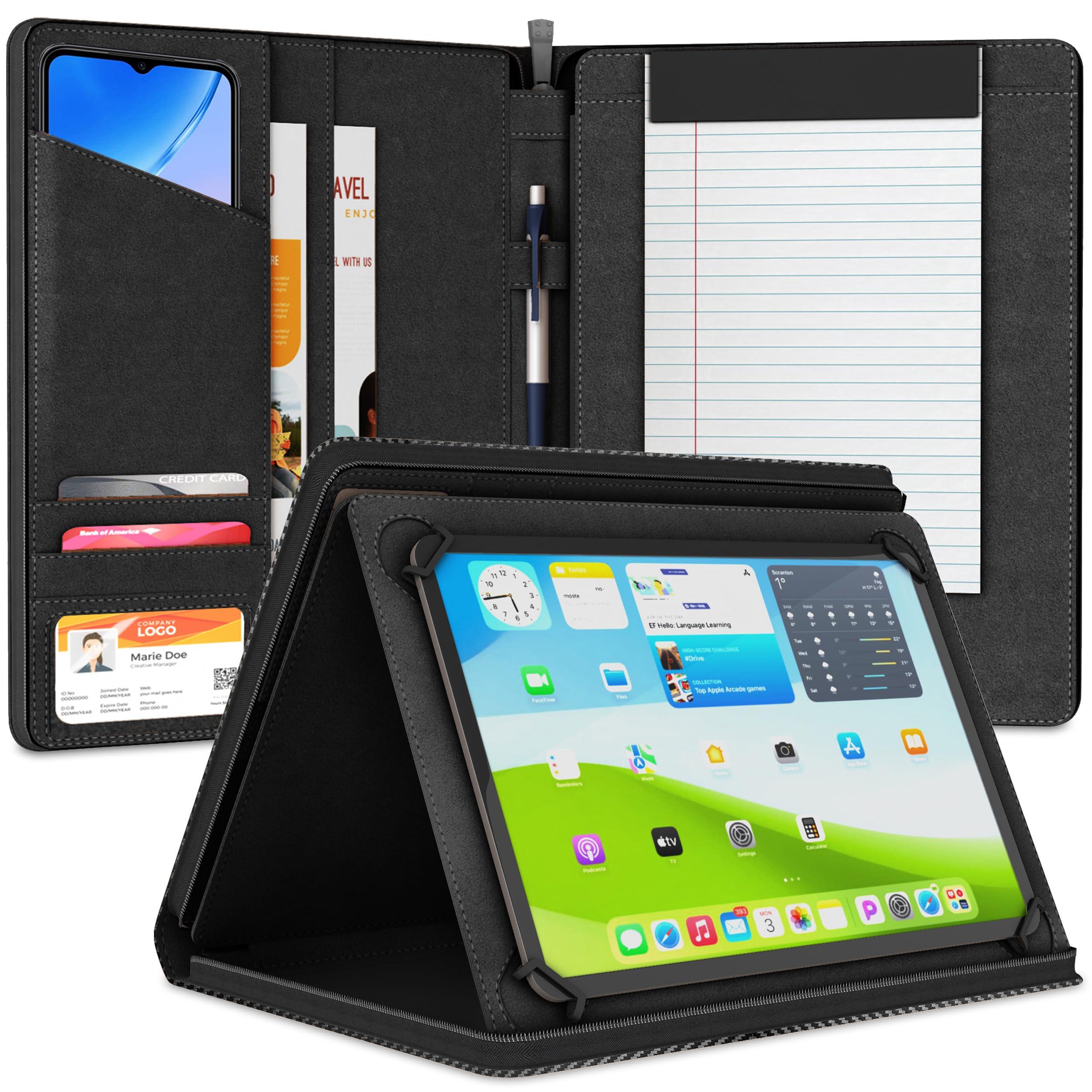 KHOMO KHOMO Universal Padfolio Case - Portfolio Organizer for Tablet 8.5 up to 11 inch –PU Leather Notebook Pad Holder Folder for iPad, Air, Pro & Others