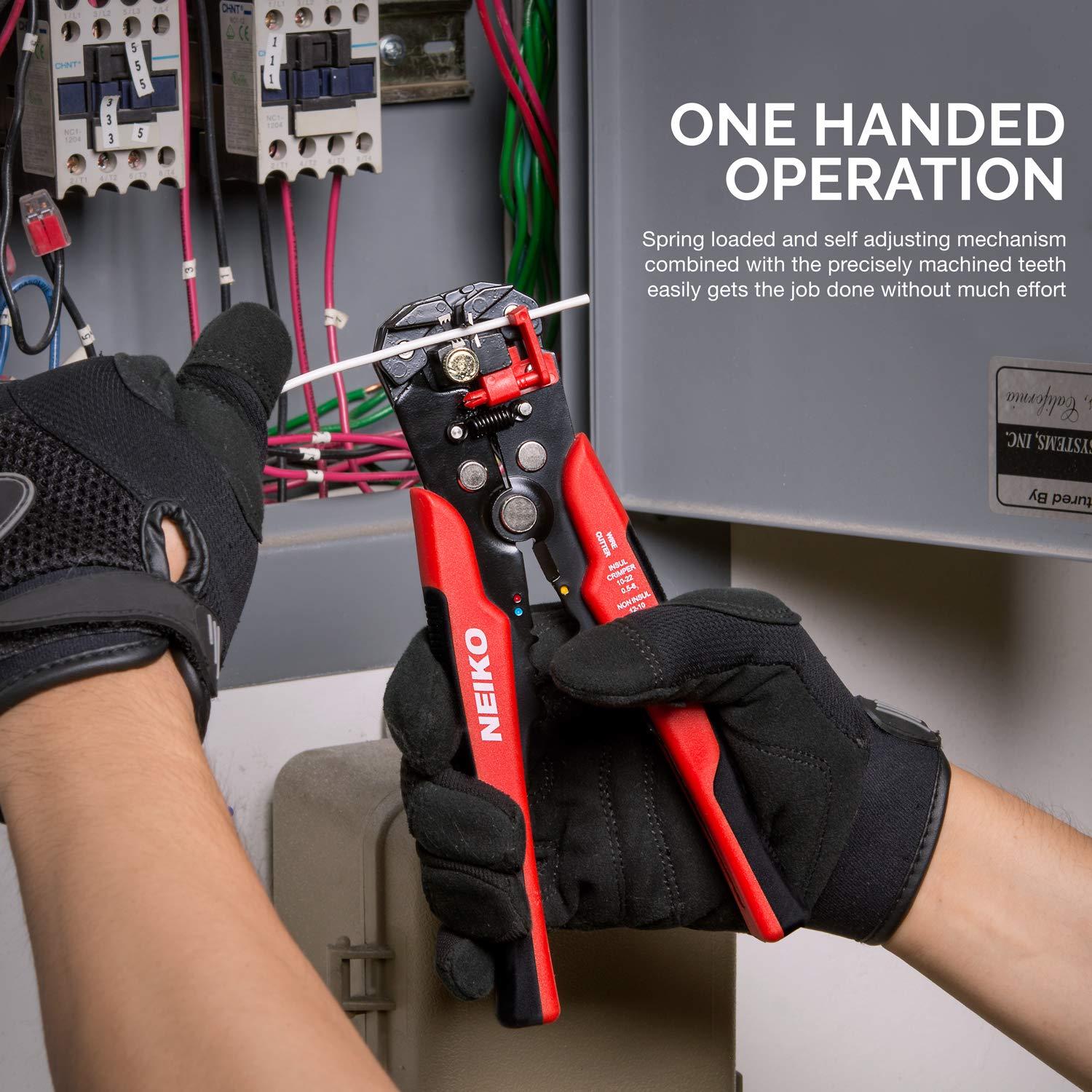 Neiko NEIKO 01924A 3-in-1 Automatic Wire Stripper, Cutter, and Crimping Tool, Auto Self-Adjusting Pliers that Cut up to 24 AWG