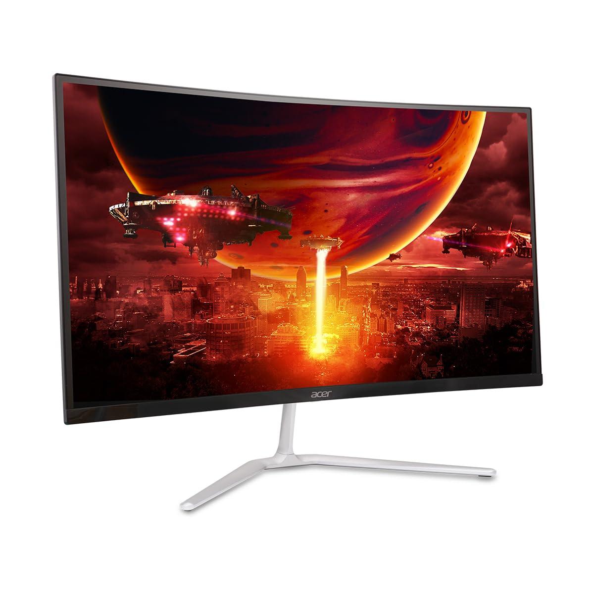 acer Acer 27" WQHD 2560 x 1440 1500R Curved PC Gaming Monitor | AMD FreeSync Premium | Up to 170Hz Refresh | 1ms VRB | VESA Mount | HDR10 | 1 x Display Port 1.2 & 2 x HDMI 2.0 | EDA270U Pbmiipx | Silver