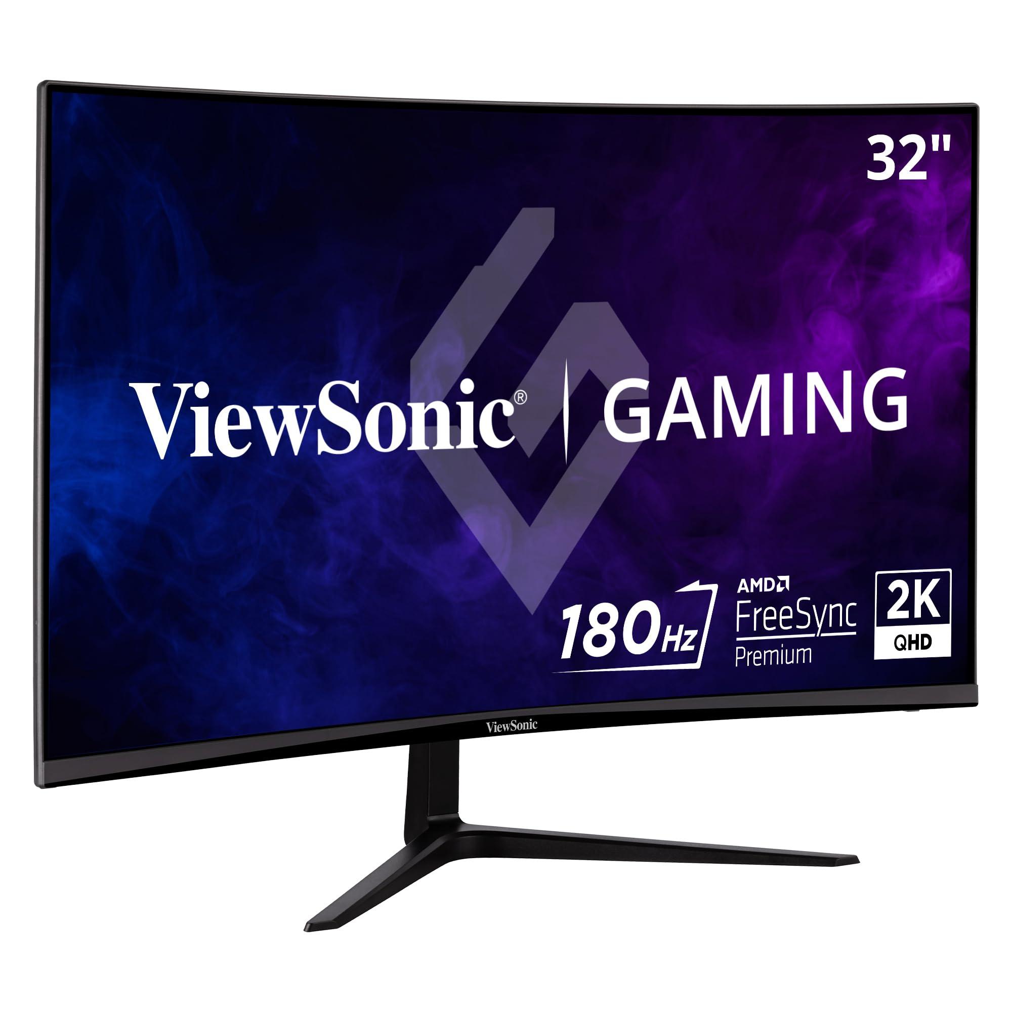 ViewSonic ViewSonic Omni VX3218C-2K 32 Inch Curved 1ms 1440p 165hz Gaming Monitor with FreeSync Premium, Eye Care, HDMI and Display Port, Black