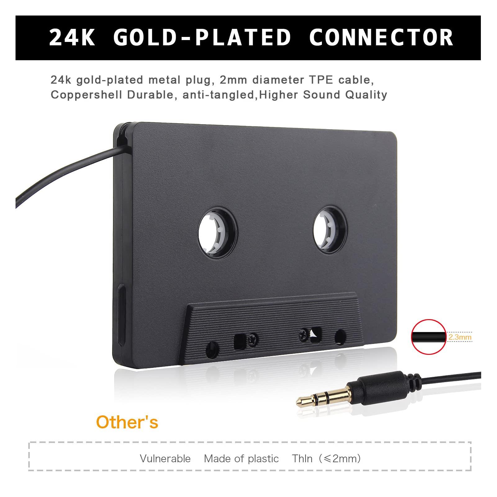 GOWENIC 3.5 mm Auxillary Cable Tape Adapter, Car Cassette Aux Adapter with Gold Plated Connectors, Superior Sound Quality for Phones, Tablets, MP3 Players