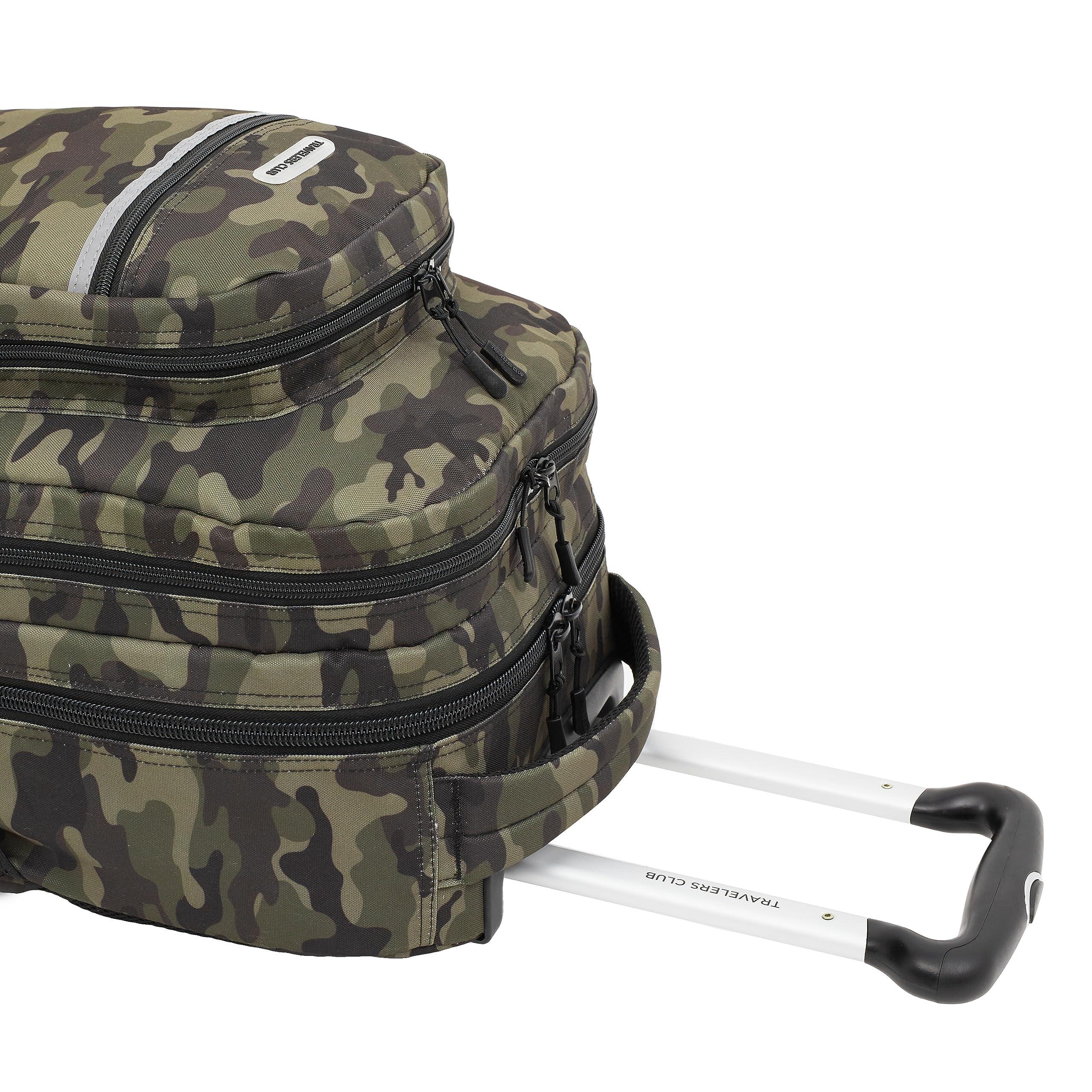 Travelers Club Travelers Club Rolling Backpack, Camo, 20 Inch with Laptop Compartment