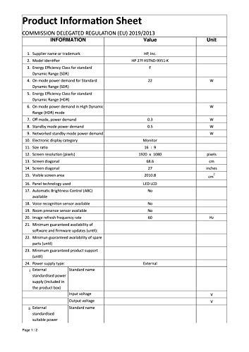 HP HP 2XN62AA 27-inch Full HD 1920 x 1080 IPS Backlit LED Micro-Edge VGA HDMI Display