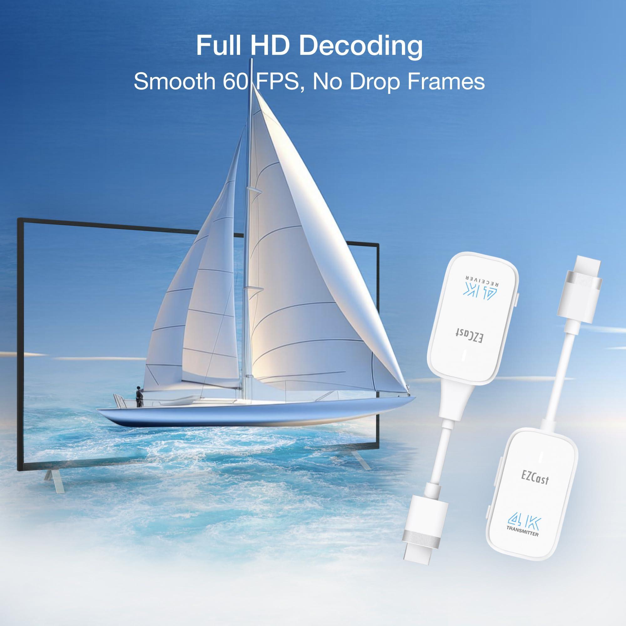 EZCast EZCast Wireless HDMI Transmitter and Receiver 4K, Full HD 1080P Portable HDMI Extender, Plug & Play, Stream from Laptop/TV Box/DSLR to TV/Projector - 165FT/50M