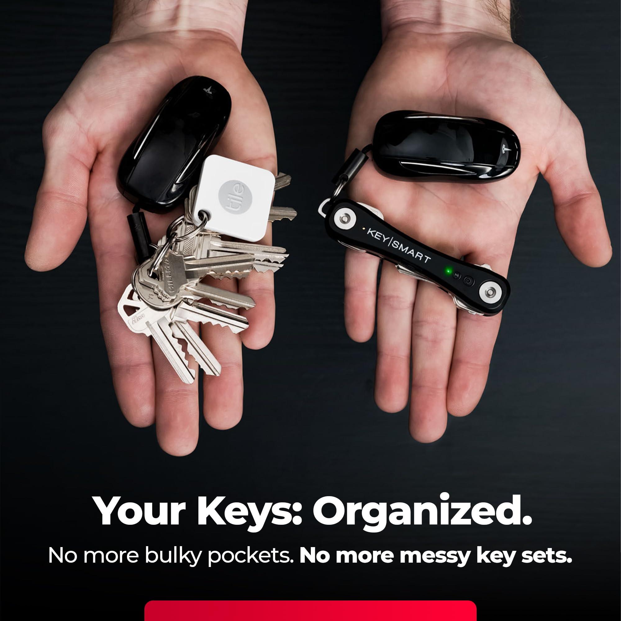 KEY SMART KeySmart iPro Smart Key Tracker - Apple Find My App Compatible, Find Your Lost Keys Key Organizer Keychain Holder, Compact Trackable Key Chain Keyholder, LED Flashlight (up to 14 Keys, Black)