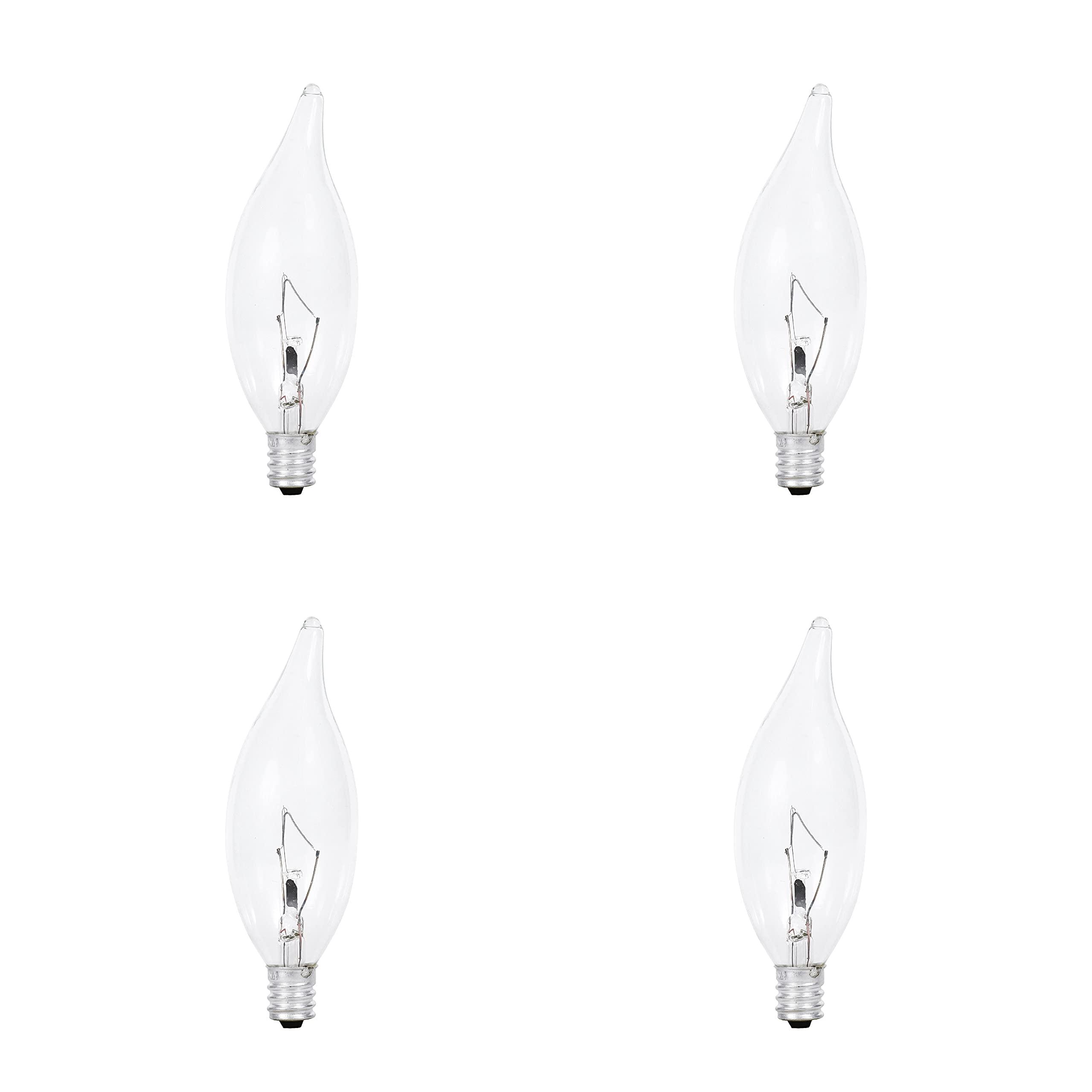 LEDVANCE SYLVANIA Double Life Incandescent Light Bulb, B10, 25W, 150 Lumens, 2850K, Candelabra Base, Clear, Soft White - 4 Pack (13306)