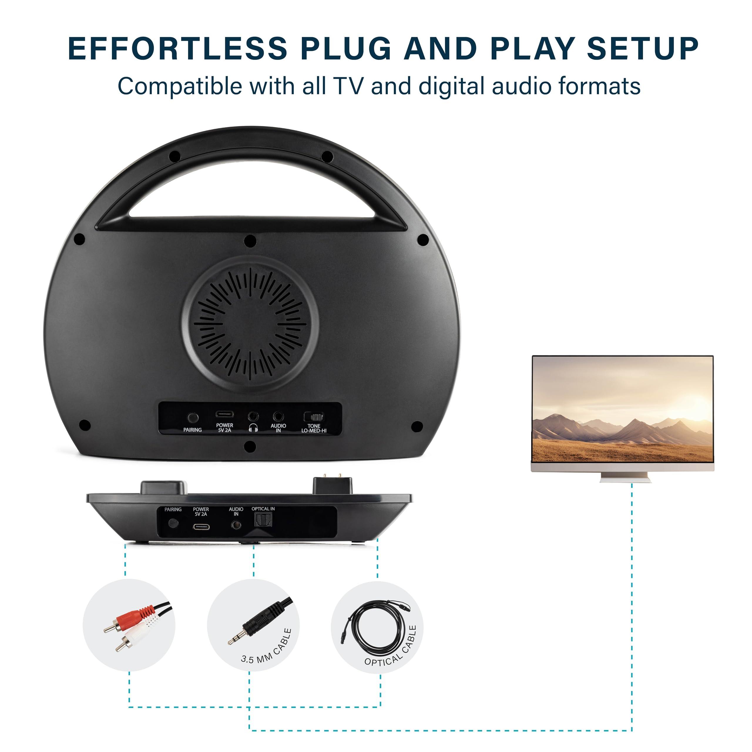 SEREONIC Portable Wireless TV Speakers - Ideal for TV Watching Without The Blaring Volume - Wireless Speakers Designed for Hard of Hearing, Elderly, and Seniors