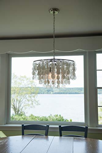 VAXCEL Elsa 3 Light Satin Nickel Coastal Capiz Shell Waterfall Pendant