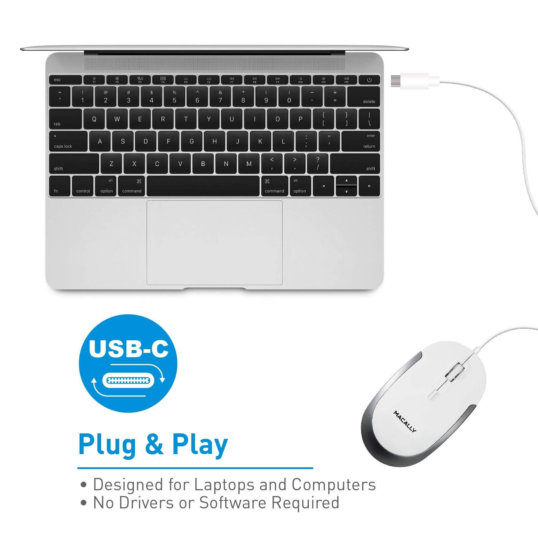 Macally Macally USB C Mini Keyboard and a USB C Wired Mouse, Excellent Accessories for New MacBook Products